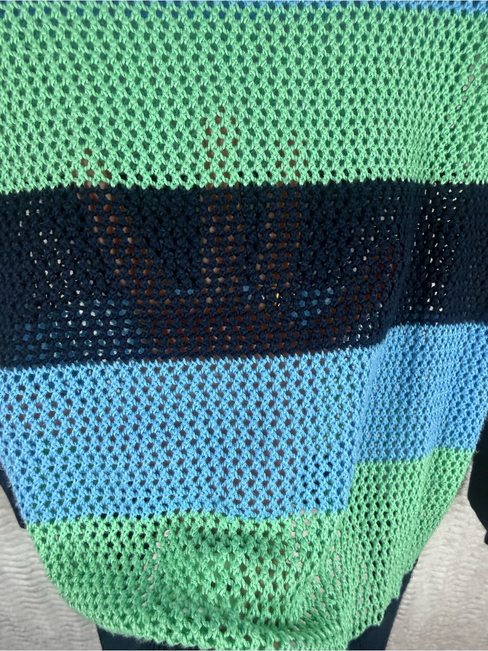 525 America Navy, Light Blue & Mint Open-Knit Stripe Beachy Sweater - Picture 6 of 7